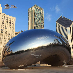 Sculpture de porte en nuage en acier inoxydable poli miroir TREVI, décoration extérieure de grande taille - Product Image 2