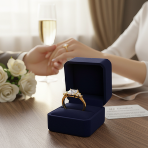 Misura 7 gioielli pregiati oro e rodio placcato anelli di fidanzamento con cuscino taglio pietra naturale e CZ IGI certificato oro giallo - Product Image 3