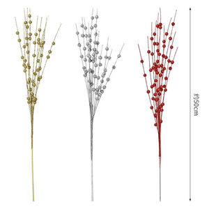 Longstar Décoration <span class=keywords><strong>De</strong></span> Noël Or Poudre Pâte Boule <span class=keywords><strong>De</strong></span> Fruits Bundle 43cm 12 Fourchette Décoration Artificielle Perle Fleur Artificielle - Product Image 4