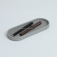 Organisateur de bureau minimaliste en béton industriel, combinaison de plateau de rangement ovale et de porte-stylos pour la décoration de table de bureau, couleur personnalisée