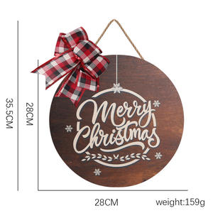 New Giáng Sinh <span class=keywords><strong>B</strong></span>ằng Gỗ Danh sách Giáng Sinh Tường Trang Trí Mặt Dây Chuyền Bow Vòng Trang Trại Gỗ Nghệ Thuật - Product Image 5