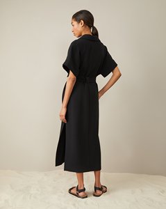 Oem personalizzato estate Causal intaglio maniche corte <span class=keywords><strong>con</strong></span> bottone anteriore vita alta <span class=keywords><strong>con</strong></span> <span class=keywords><strong>spacco</strong></span> <span class=keywords><strong>laterale</strong></span> Maxi abito <span class=keywords><strong>lungo</strong></span> <span class=keywords><strong>con</strong></span> cintura per le donne - Product Image 6