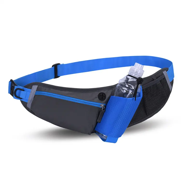 Waterproof Nylon Fitness Gym Fanny Pack Unisex Elastic Riding Phone Bag Running Belt Sports Waist Bag with Water Bottle Holder