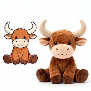 <span class=keywords><strong>Peluche</strong></span> Toro Longhorn Senza Denti, Figura di Mucca Marrone, Giocattoli Personalizzati, Regalo - Product Image 3