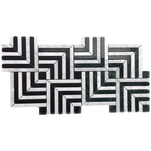 Décoration murale de cuisine de restaurant haut de gamme, mosaïque 3D en <span class=keywords><strong>marbre</strong></span> naturel <span class=keywords><strong>noir</strong></span> et blanc, carreaux de mosaïque en forme de <span class=keywords><strong>cube</strong></span> - Product Image 3