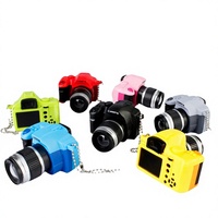 Porte-clés en plastique en forme d'appareil photo, avec lumière LED et son, mini lampe torche créative, décoration réutilisable, vente en gros