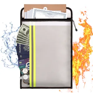 Factory New File Pocket Travel Safe Storage With Zipper Money Fireproof Waterproof Document Pouch