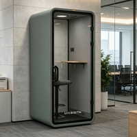 Cabine de bureau insonorisée, réduction du bruit de 32 dB, norme ISO 23351-1, ignifuge, assemblage modulaire en 30-45 minutes, ventilation en 60 secondes, cabine de réunion