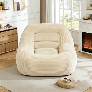 Evacuated Air Pack Single User Roomy Corduroy Plush Cloth Relax Settee Reclining Chaise Cost‑Saving Compressible <b>Foam</b> - Product Image 2