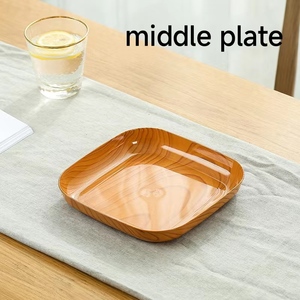 Assiette en plastique imitation bois, plateau à collation, assiette à gâteau, assiette à fruits, plat à sushi, plat à fruits secs, plat à os, ensemble de vaisselle - Product Image 3