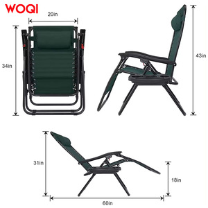 Chaise longue pliable WQI 60 pouces, chaise inclinable pour extérieur, plage, piscine, vert paon - Product Image 1