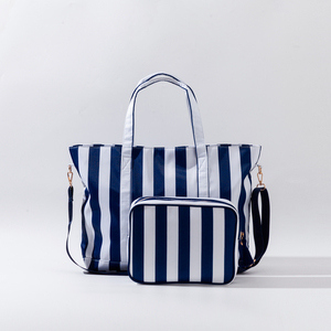 Keymay Nylon imperméable toutes <span class=keywords><strong>les</strong></span> <span class=keywords><strong>choses</strong></span> sac fourre-tout de voyage sac de piscine week-end grand zèbre imprimé Cabana rayure sac de plage avec fermeture éclair - Product Image 2