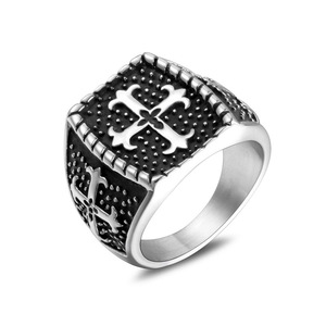 Vintage Cross <b>Ring</b> Stainless Steel Men's Jewelry SA571 Retro Geometric Design Gift Fashion <b>Rings</b> - Product Image 1