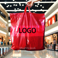 Sac de courses écologique OEM jetable personnalisé en PE recyclé, grand format, avec poignée souple en boucle, robuste, pour supermarché, pour vêtements et chaussures