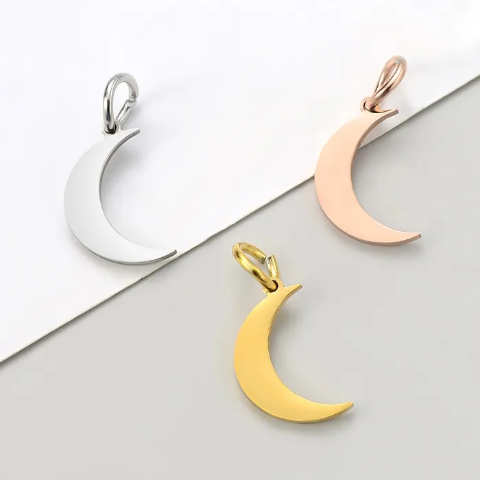 Toptan DIY aksesuarları takı crescent moon charms özel paslanmaz çelik hilal ay kolye kolye bilezik yapımı için