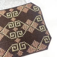 Patch en tissu pour point de croix, broderie florale ethnique, badge géométrique en satin à coudre pour vêtements, sacs, décoration DIY