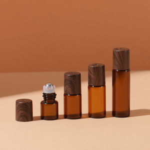 Envases de Perfume al por Mayor LK: Botellas de Vidrio Ámbar Esmerilado Rectangulares de 10 ml con Tapón de Madera/Plástico para Perfume, Crema para Ojos, Líquidos y Esenciales - Product Image 1