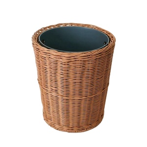 Round PP Rattan Iron Trash <strong>Cans</strong> <strong>Garbage</strong> <strong>Can</strong> Office Recycling Storage Bucket Trash Bin <strong>for</strong> <strong>Home</strong> <strong>Decor</strong> Hotel Supplies - Product Image 4