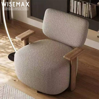 WISEMAX FURNITURE - Chaise de salon de style nordique - Revêtement en tissu - Accoudoirs en bois - Chaise de détente - Chaise longue individuelle pour la maison