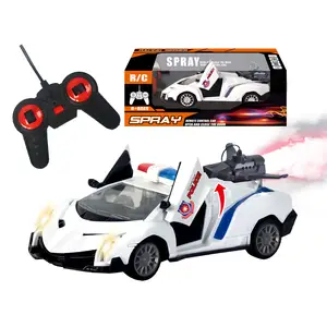 1:24 Scale Mini Vehicle Model 27mhz RC Police Sport Racing Car with Water Spray & Light, Open Doors