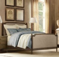 Meubles de chambre à coucher en bois massif vieilli français de haute qualité Lits en bois Queen King Size avec design de style européen doux