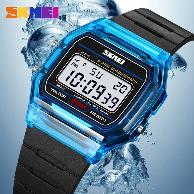 Skmei 2056 Children LED Waterproof Chronograph Alarm Clock Square Dial Unisex Women Soft TPU Band Sport Digital Watches for Men