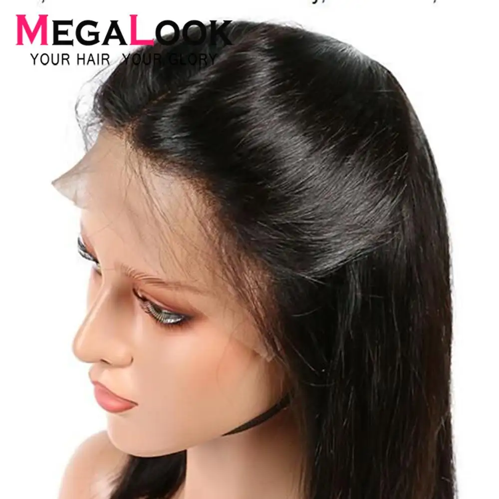 Megalook Discounts 360 Full Lace Cuticle Aligned Straight Wig,Brazilian Hair 100% Virgin Human Hair Wig