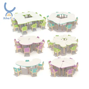 XIHA 몬테소리 나무 아이 연구 테이블 책상과 의자 어린이 나무 유치원 놀이방 활동 테이블 가구