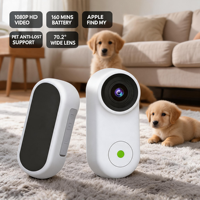 USMILEPET Пластиковый водонепроницаемый GPS-трекер для животных IP67 с камерой, совместимый с Android Find My Hub, HD-камера 1080P для ошейника собак