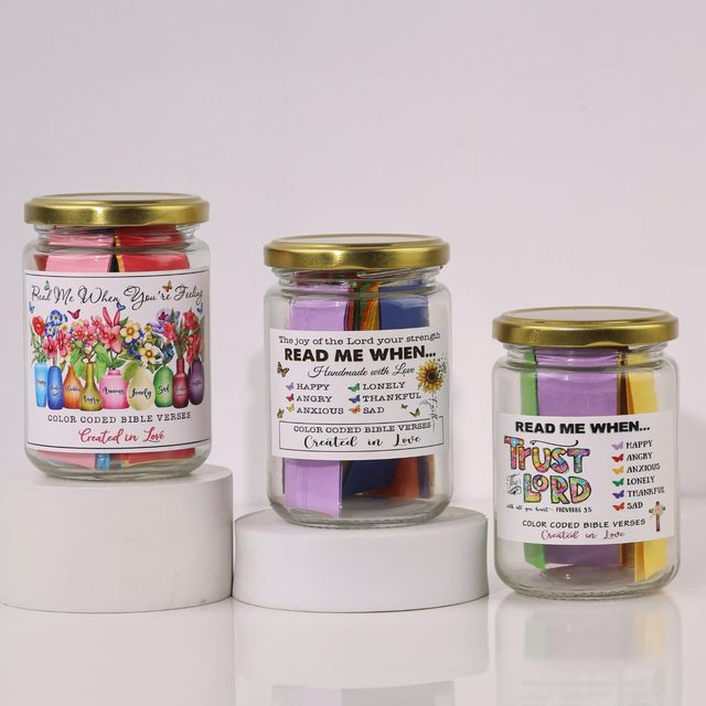 Customized Glass Jar with Quran Verses for Emotions and Feelings Prayer Request Cards Perfect Gift for Personal Use