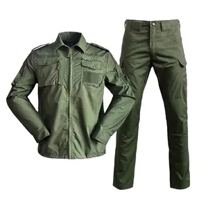 Ensembles d'uniformes tactiques Camouflage Guard Security Outdoor Training Hunting Utility Cargo Wear Jacket Pants Suit Rip Stop