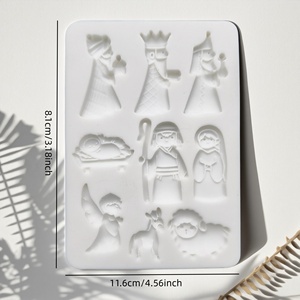 Stampo in Silicone per Natività Sacra, Natale, Gesù, Famiglia, Re Magi, Angelo, Animale, Pecora, Resina, Fondente, per Artigianato Fai da Te, Torte - Product Image 2