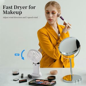 Portable Electric Handheld LED Digital Display Foldable Mini Stand <b>Fan</b> Wearable Rechargeable Battery-Powered Outdoor Air Cooling - Product Image 3