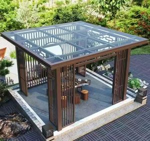 Современная алюминиевая оранжерея с двойным остеклением и крышей из закаленного стекла – экологичная, легкая, с шумоподавлением для использования во дворе - Product Image 1