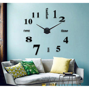 3D Wall <b>Clock</b> Mirror Style <b>Silent</b> Battery Powered Living Room Bedroom Decor DIY <b>Clocks</b> Irregular Shape Black And Silver - Product Image 2