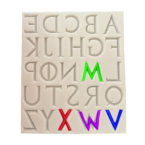 Moules <span class=keywords><strong>en</strong></span> silicone DIY rectangulaires personnalisés de 26 pièces, lettres majuscules anglaises <span class=keywords><strong>en</strong></span> métal industriel 3D MingLiU-ExtB, forme de police de caractères - Product Image 1
