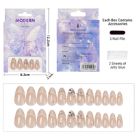 Ongles artificiels à presser sur mesure, forme amande, luxe classique, vente en gros, ongles en gel souple, French manucure à presser