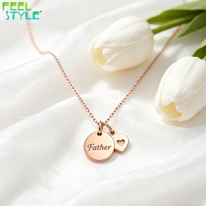Collana con Ciondolo a Doppio Strato a Forma di Cuore Traforato in Acciaio Inossidabile, Gioielli Coordinati Padre-Figlio da Figlia a Papà - Product Image 5