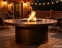 Brasero autoportant rond en acier sans fumée, table de chauffage extérieure moderne au gaz naturel pour jardin, foyer et barbecue automatique