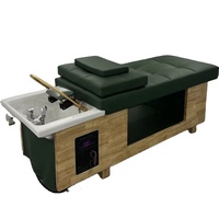 Mobilier de salon moderne lavage des cheveux en bois spa tête thérapie par l'eau shampooing thaïlandais lit