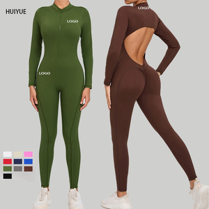 Combinaison de yoga sans couture pour femme PASUXI, effet ventre plat, manches longues, coupe ajustée, une pièce, body sculptant pour l'entraînement - Product Image 1