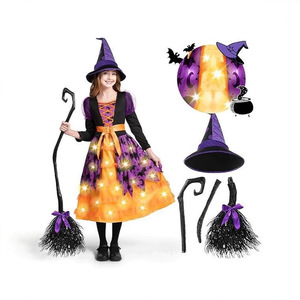 <span class=keywords><strong>Costume</strong></span> <span class=keywords><strong>da</strong></span> Strega per Bambini 2026 con Scopa, Abito per Spettacoli e Cosplay in Stile Europeo e Americano - Product Image 2