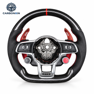 Volante Deportivo de Fibra de Carbono y Cuero con Luces LED, 3 Palancas, 40 mm, con Palanca de Cambios para VW Golf GTI 7 Mk7 Audi A3 8v - Product Image 1