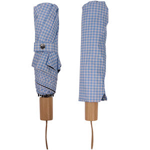 Paraguas Plegable Azul a Cuadros con Bolsa Cruzada - Protección Solar Portátil para Mujer - Product Image 2