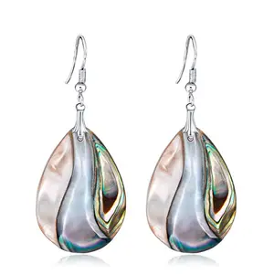 HOVANCI Véritable Coquille D'ormeau Bijoux Larme Multicolore D'ormeau Paua Coquille Dangle Boucles D'oreilles