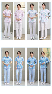 Stock prêt à être expédié, uniformes de personnel de nettoyage ménager, infirmière d'hôpital, personnel de soins post-partum, uniformes à manches courtes, imprimés, blouses - Product Image 6