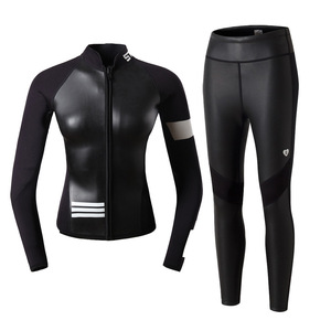 Maillot de bain en néoprène pour femmes, 2mm, Super Stretch, peau lisse, fermeture éclair sur le devant, pantalon Long avec veste de survêtement - Product Image 1