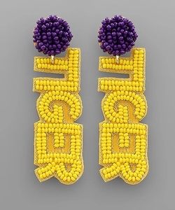 Boucles d'oreilles en perles de rocaille faites à la main, lettres, bouledogue, tigre, jeu, bijoux de jour pour femmes, nouvelle mode <span class=keywords><strong>2022</strong></span> - Product Image 2