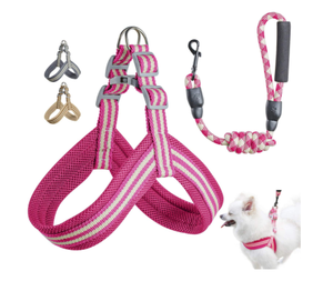 Arnés para perros de Color liso con mango de madera, Correa Xxl con vestidos para mascotas, pecho de silicona, Collar táctico de seguimiento - Product Image 1