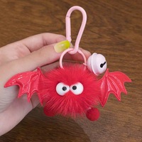 Article populaire : Porte-clés en peluche mignon en fourrure de vison, motif lapin, dessin animé, ailes de chauve-souris, forme de glace diabolique, poupée
